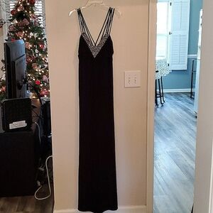 Elegant Beaded Straps Black Dress Dave and Johnny, sz:11/12